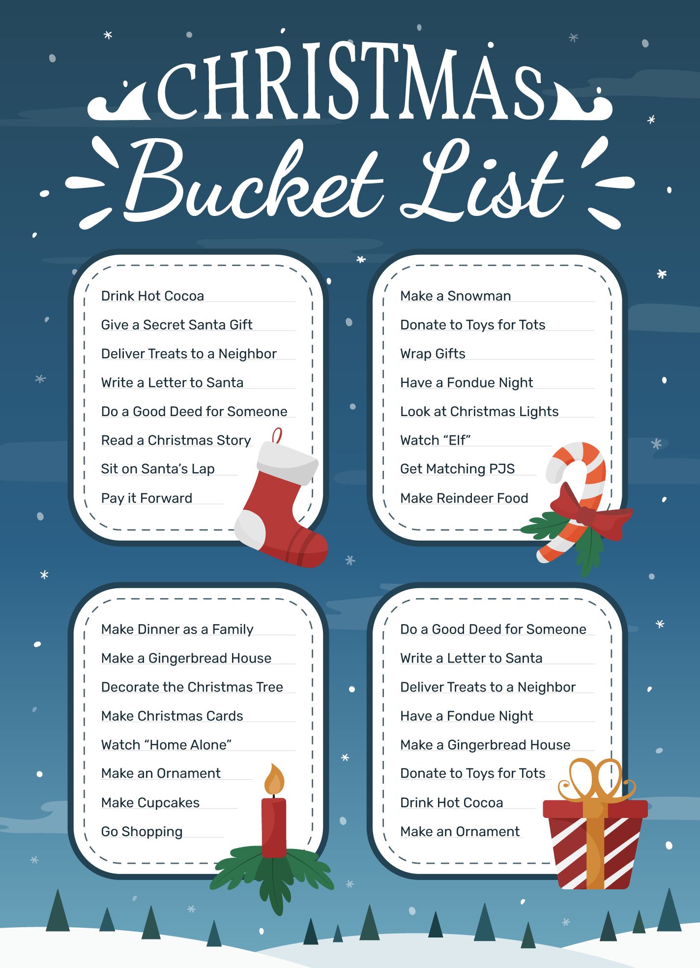 christmas bucket list free google docs template - gdoc.io